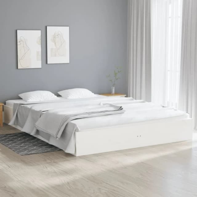 VIDAXL Bed Frame without Mattress White Solid Wood 160x200cm vidaXL 8720287067191