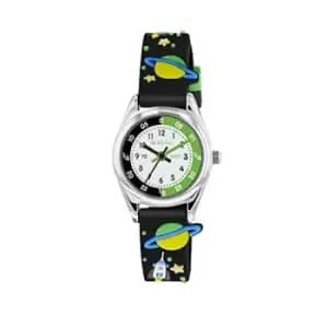 Tikkers Black Strap Silver Time Teacher Space Watch TK0208