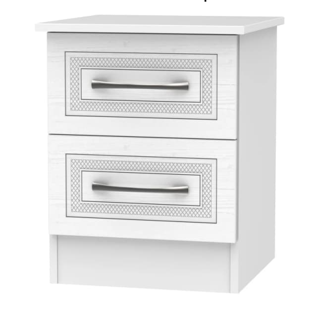 Stafford 2 Drawer Bedside Cabinet In Signature White (Ready Assembled)