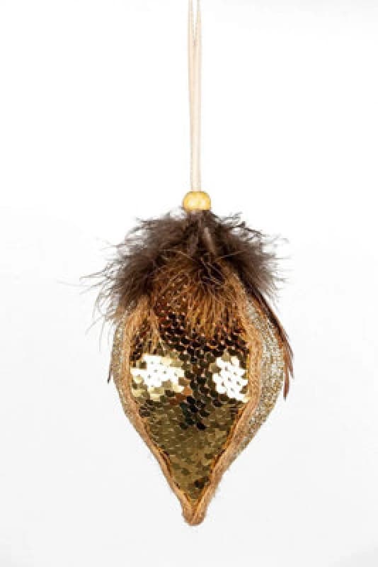 Shatchi 14cm Gold Teardrop Bauble - Christmas Hanging Decoration Gold