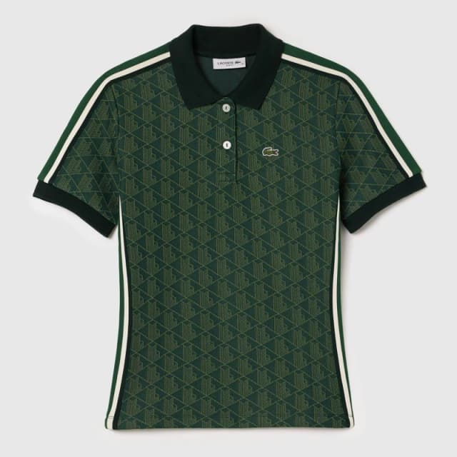Lacoste Slim-Fit Monogram Jacquard Polo Shirt Green female 12