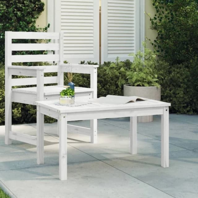 vidaXL Garden Table White 82.5x50.5x45cm Solid Wood Pine, White 824114