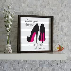 KZM612 Brown White Grey Fuchsia Black Decorative Framed MDF Painting