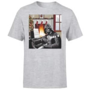 Star Wars Christmas Darth Vader Piano Player Grey T-Shirt - L
