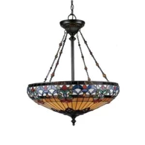 Belle Fleur 4 Light Tiffany Ceiling Pendant Vintage Bronze, E27
