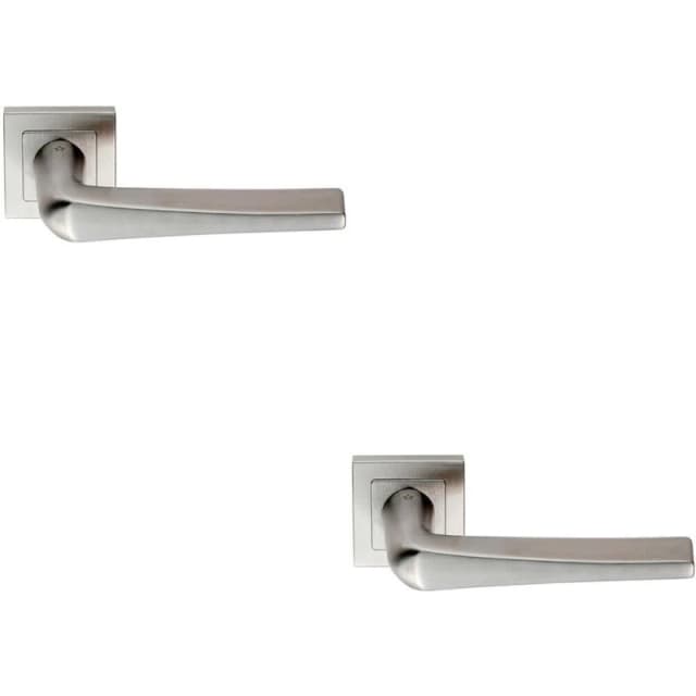Loops 2x PAIR Square Cut Tapered Handle on Square Rose Concealed Fix Satin Steel Metallics