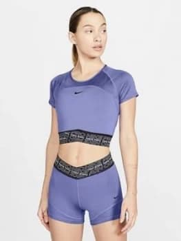 Nike Training Pro Short Sleeve Crop Top - Thistle