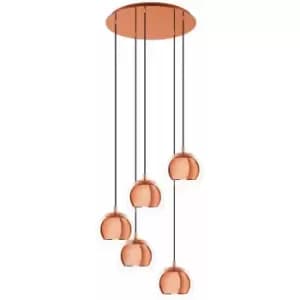 Pendant Ceiling Light Colour Copper Shade Copper & Clear Glass Bulb E27 5x28W