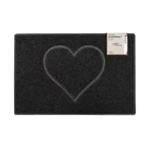 Oseasons Heart Large Embossed Doormat In Black With Open Back