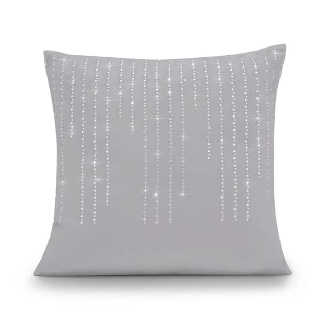 Alan Symonds Velvet Feel Cushion Cover with Cascading Diamante Silver unisex 45x45cm