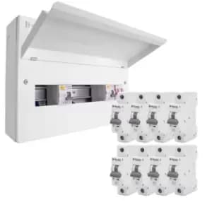 Click Elucian 10 Way Dual RCD Split Load 16-Module Consumer Unit - CUEB16MSRCD10B