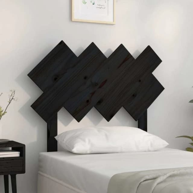 Vidaxl Bed Headboard Black 92X3X81cm Solid Wood Pine, Black 819204