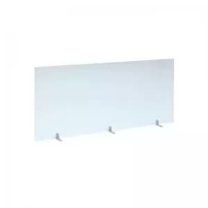 Free standing acrylic 700mm high screen with white metal feet 1600mm