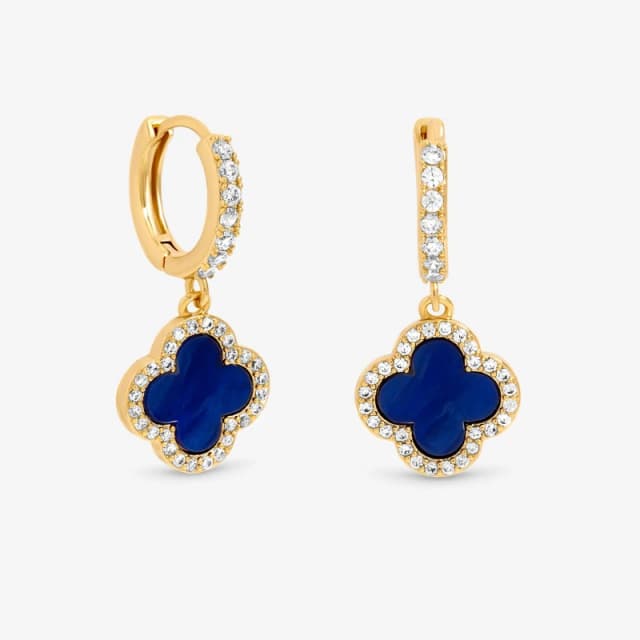 Jon Richard Gold Plated and Lapis Clover Huggie Earrings Gold female One Size