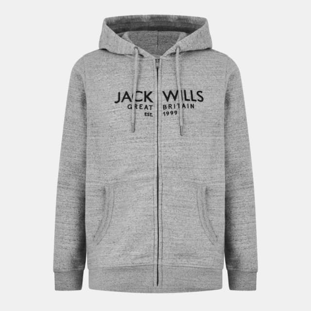 Jack Wills Pinebrook Graphic Zip Hoodie Mens Grey Marl male XS
