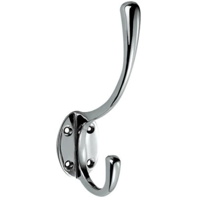 Loops Victorian Hat & Coat Hook on Oval Backplate 64mm Projection Polished Chrome Multi