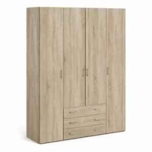 Space Wardrobe 4 Doors 3 Drawers In Oak Effect 2000
