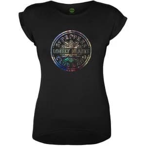 The Beatles - Sgt Pepper Drum Womens Large T-Shirt - Black