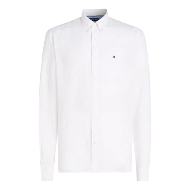 Tommy Hilfiger Mens Pigment Dyed Long-Sleeve Plain Shirt Optic White male S