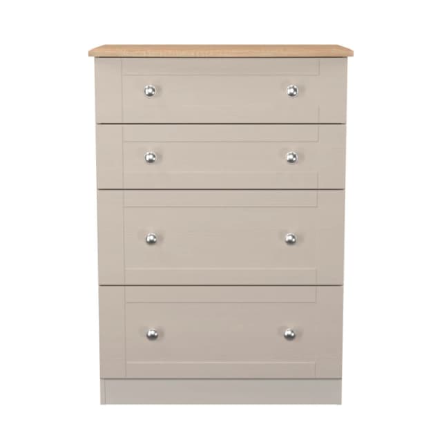 Welcome Furniture Ready Assembled Sussex 4 Drawer Deep Chest In Kashmir Ash & Bardolino Oak, Cream SUS050KABO