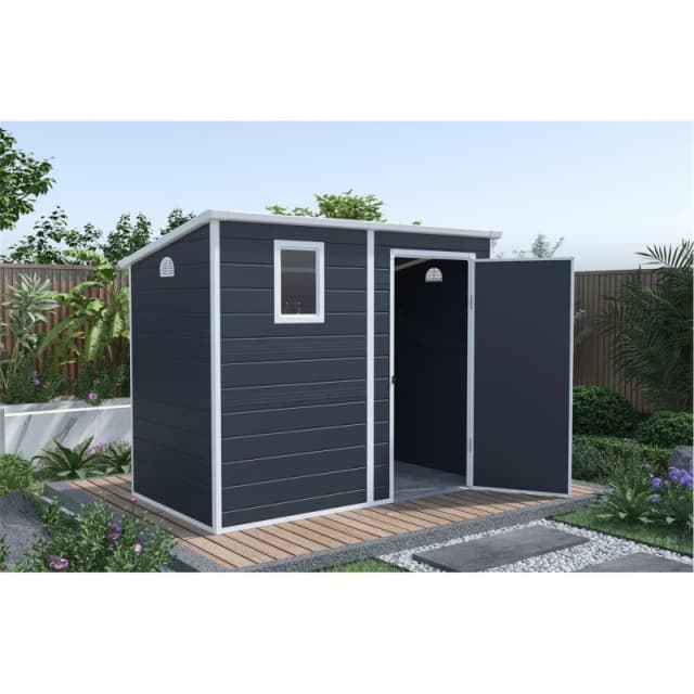 Store More Lotus Oxonia Pent Plastic Shed With Floor Grey unisex 8x5ft