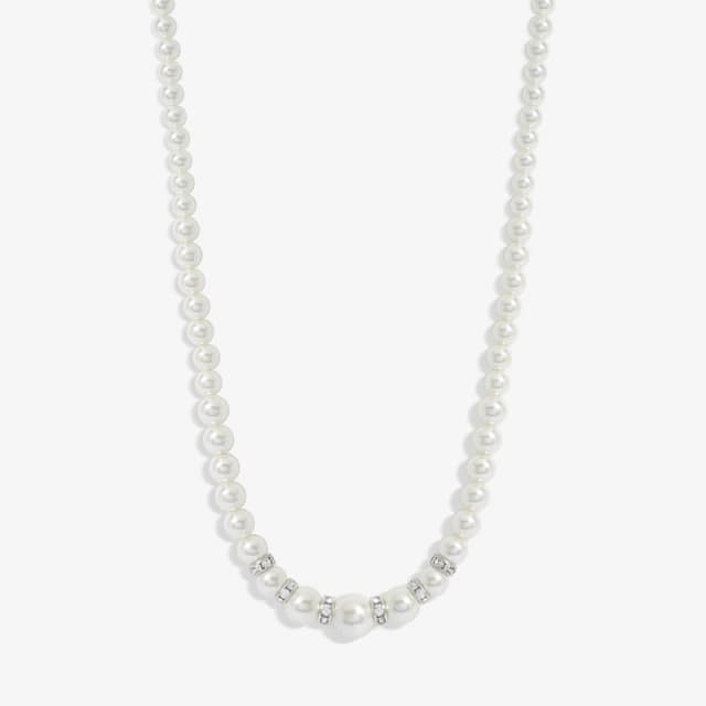Jon Richard Pearl And Crystal Rhondelle Necklace Silver