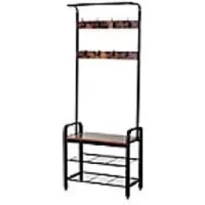 HOMCOM Coat Rack 837-025 MDF, Metal Black 720 mm x 340 mm x 1850 mm