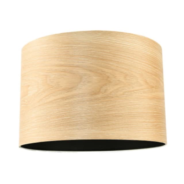 Happy Homewares Designer Bamboo Wood Effect Round Lamp Shade With Inner Black Lining
