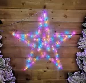 80cm Light Up Double Star Christmas Decoration with 140 LED in Rainbow