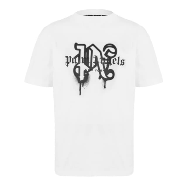 Palm Angels Mens Ny Mono T-Shirt White Black male XS