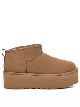 UGG Classic Ultra Mini Platform Ankle Boots - Chestnut, Size 5, Women