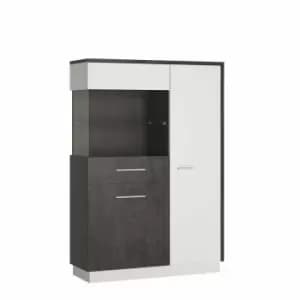 Zingaro Low Display Cabinet Left Hand In Grey And White