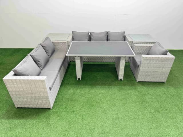 Fimous Patio Garden Furniture Sets with 2 Side Tables Light Grey Light Grey Unisex