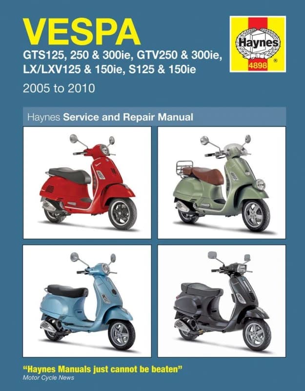 4898 - Haynes Service Manual For Vespa GTS 125 2009-2010 4898