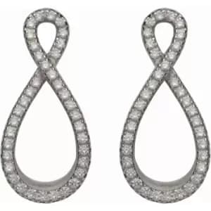 Ladies Unique & Co Sterling Silver 925 Stud Earrings with Rhodium Plating and CZ