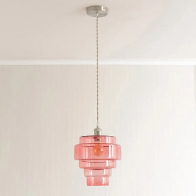 ValueLights ValueLights Lane Glass 5 Tier Shade Brushed Chrome Ceiling Pendant Light and Bulb in Clear Clear One Size Unisex 5059406063848