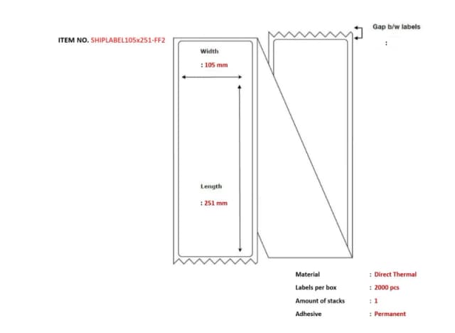 Capture SHIPLABEL105X251-FF2 printer label