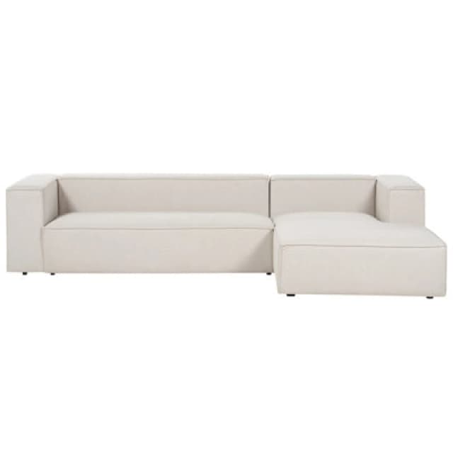 Beliani Corner Sofa 3 Seater Vernon Fabric Light Beige Left Hand