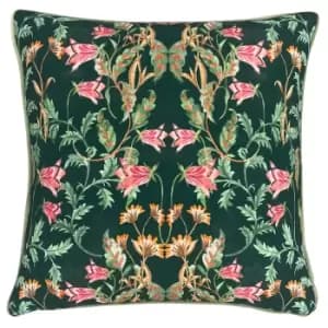 Heritage Bell Flowers Cushion Viridian