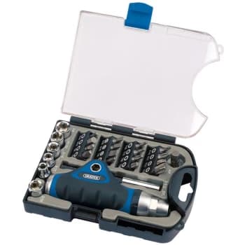 31150 Ratcheting Screwdriver, Socket and Bit Set. (25 Piece) - Draper