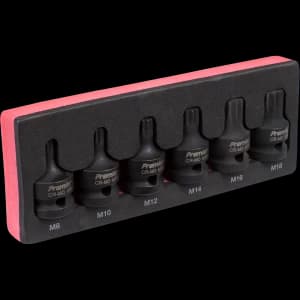 Sealey 6 Piece 1/2" Drive Impact Spline Socket Bit Set 1/2"