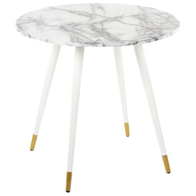 Beliani Dining Table Gutiere White Marble 80 Cm 80 Cm