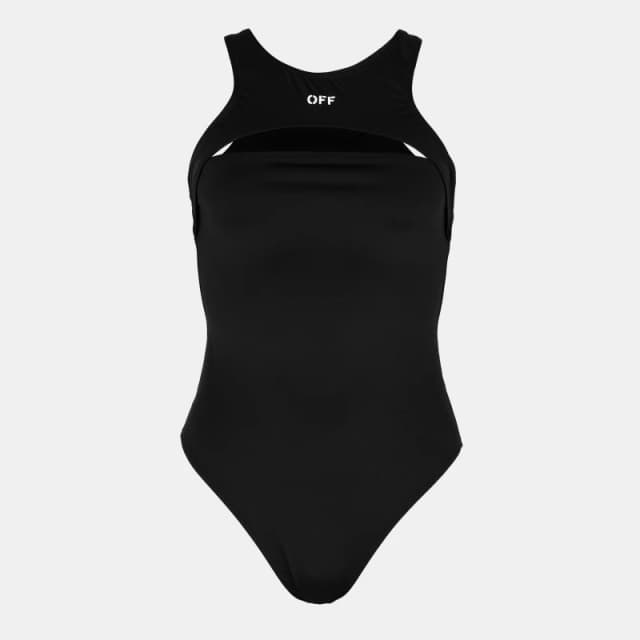 Off White Womens Cut Out Swimsuit, Strategically Placed Cutouts Black/White female 4 (3XS)