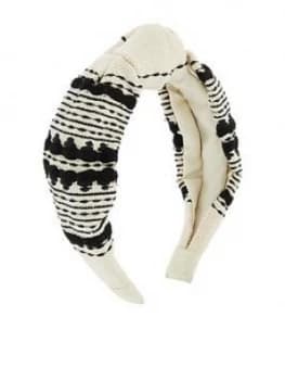 Accessorize Aztec Mond Wide Knot Alice Hair Band - Black