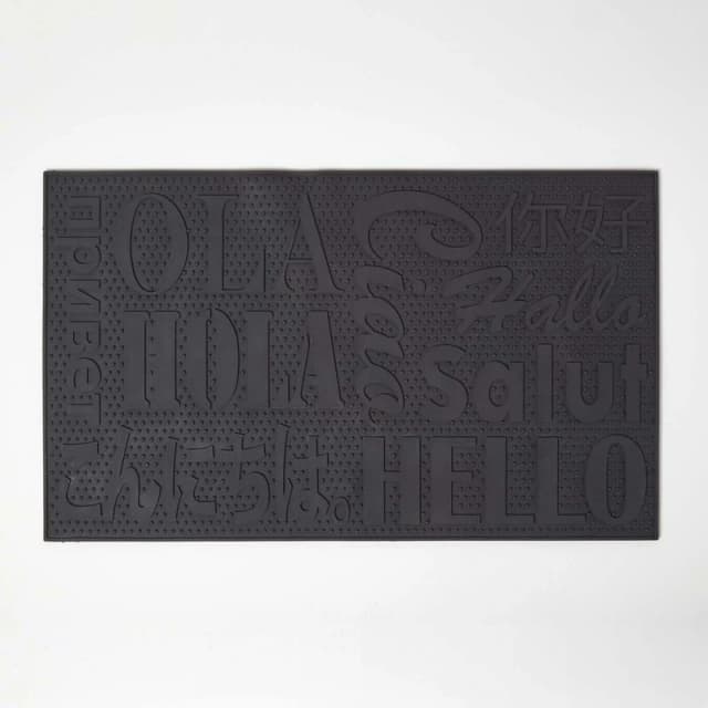 Homescapes Black PVC Welcome Door Mat Black unisex
