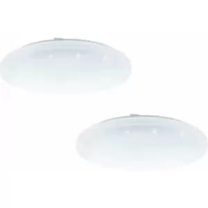 Loops - 2 pack Flush Ceiling Light White Shade White Plastic With Crystal Effect LED 24W