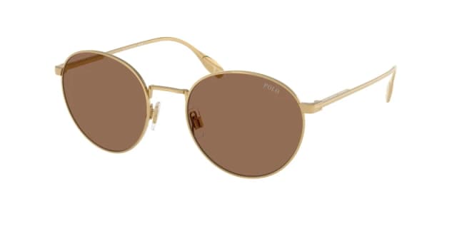 Polo Ralph Lauren 0Ph3158 Round Sunglasses- Gold Gold WG541 Male