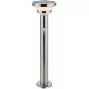 Loops - 500mm Outdoor Lamp Post Light - Brushed Steel & White Diffuser - Solar Powered