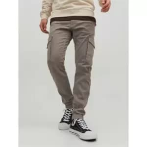 Jack and Jones Slim Stretch Cuffed Cargo Pants - Grey