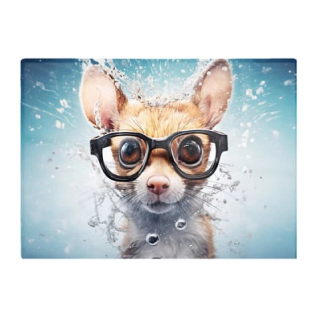 Warren Reed Designer Splashart Doormouse With Glasses Glass Chopping Board